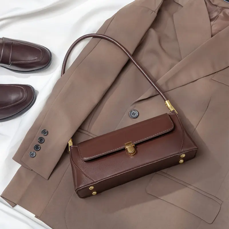 Fashion Solid Color Underarm Bags PU Leather Shoulder Bags for Women Design Luxury Small Handbag Female Subaxillary Clutches