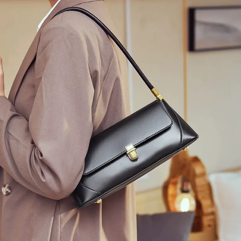 Fashion Solid Color Underarm Bags PU Leather Shoulder Bags for Women Design Luxury Small Handbag Female Subaxillary Clutches