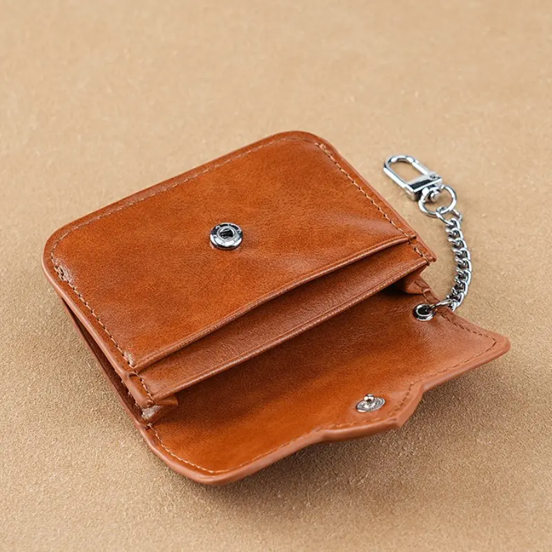 Mini Coin Purse Keychain Wallet Fashion PU Heart Buckle Multi-card Slots Card Holder Pouch Key Storage Bag for Women and Men