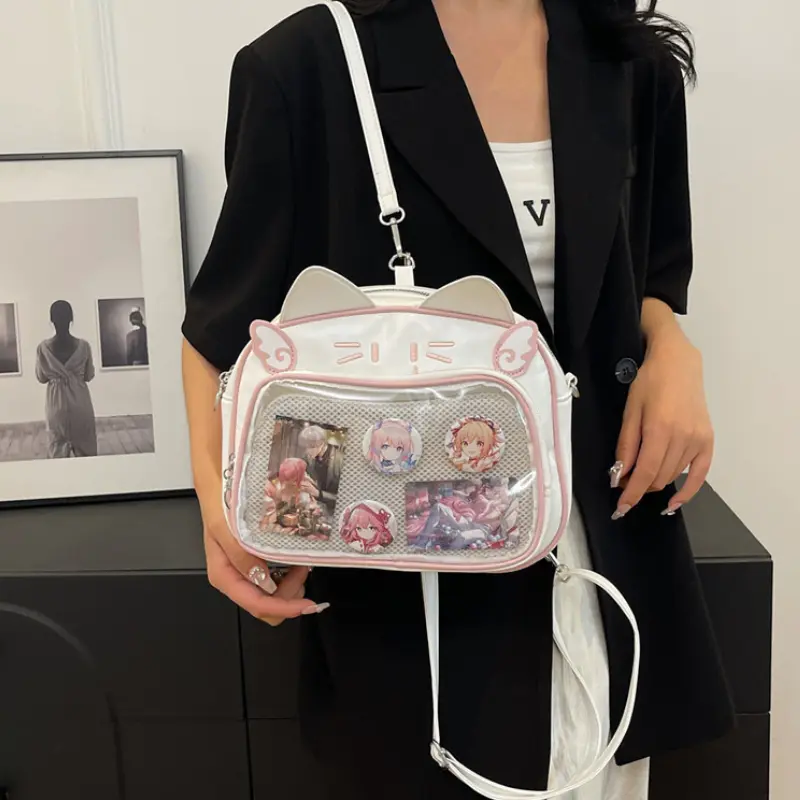 Y2K Japanese Kawaii Cat Ita Bag 2025 New Fashion Ita Backpacks Cute Girls Transparent Shoulder Crossbody Bags JK School Bags