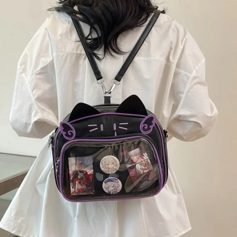 Y2K Japanese Kawaii Cat Ita Bag 2025 New Fashion Ita Backpacks Cute Girls Transparent Shoulder Crossbody Bags JK School Bags