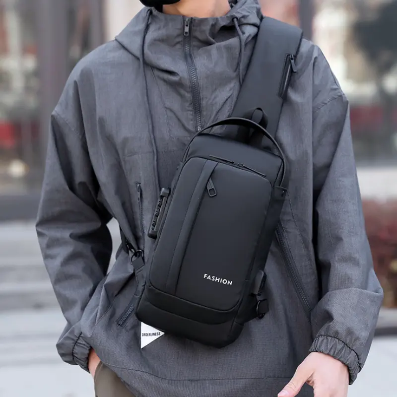Password Lock Anti-theft USB Men's Bag Men's Chest Bag Casual Sports Travel Backpack Shoulder Crossbody Bag Men Motorcycle Bags