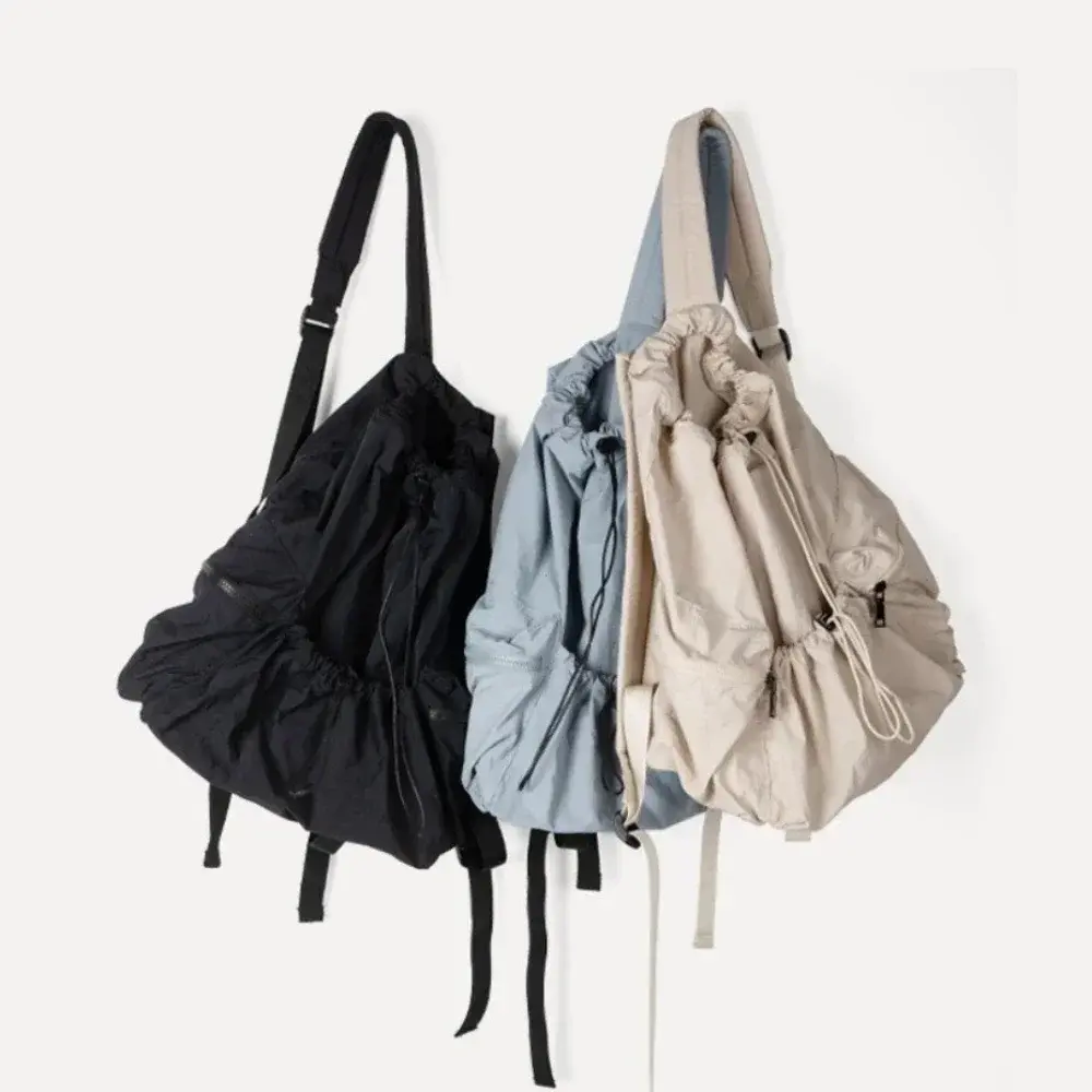 Fashion Ruched Drawsting Backpacks for Women Casual Nylon Lady Backpack Light Weight Students Bag Large Capacity Travel Sac 2025