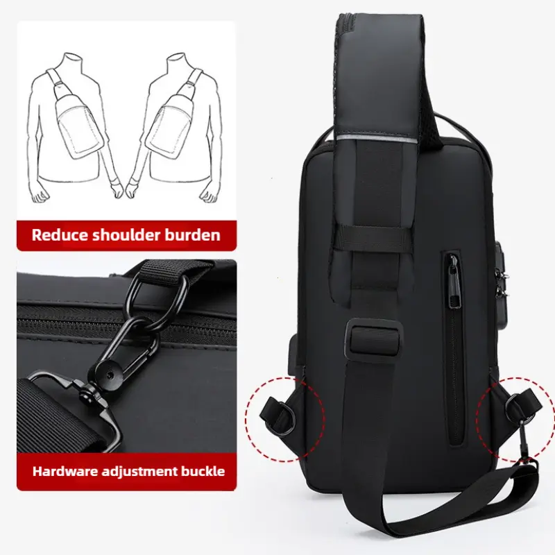 Password Lock Anti-theft USB Men's Bag Men's Chest Bag Casual Sports Travel Backpack Shoulder Crossbody Bag Men Motorcycle Bags