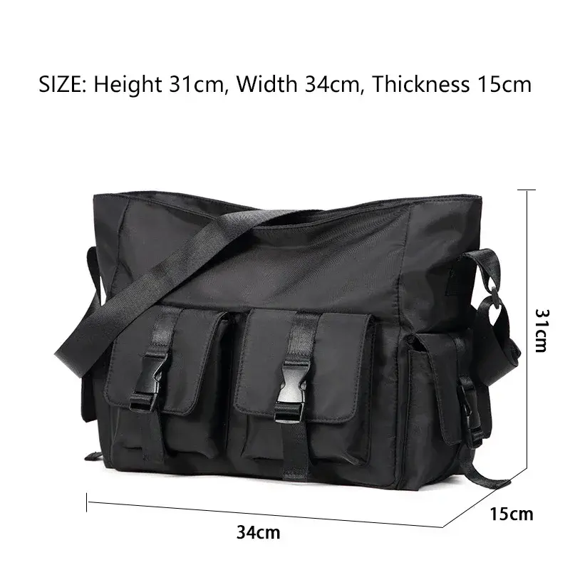 Casual Large Capacity Waterproof Messenger Shoulder Bag Men Crossbody School Bag for Teenage Outdoor Man Black Big Travel Bags