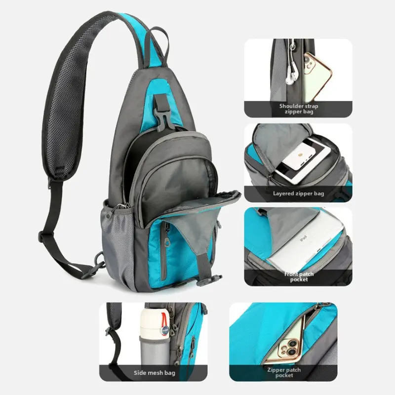 Outdoor Leisure Shoulder Chest Bag, Sports Waterproof Backpack, Suitable for Both Men and Women, Mobile Phone Storage Bag