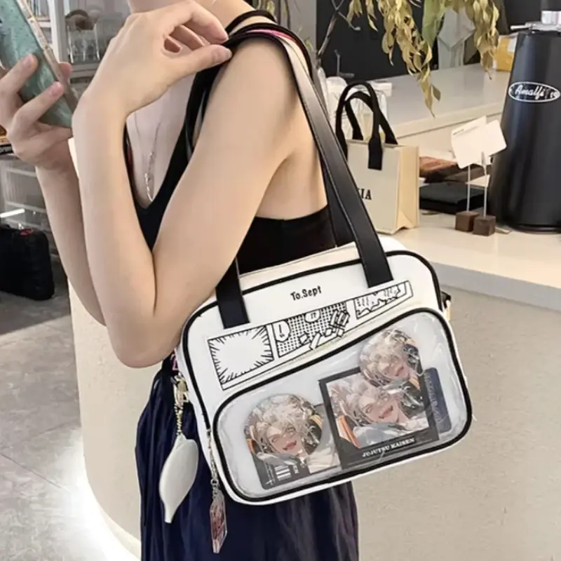Y2K Japanese Harajuku Ita Bag for Women Cute Shoulder Bag Girls Transparent Itabag Crossbody Bag JK Shoulder Bags Handbags