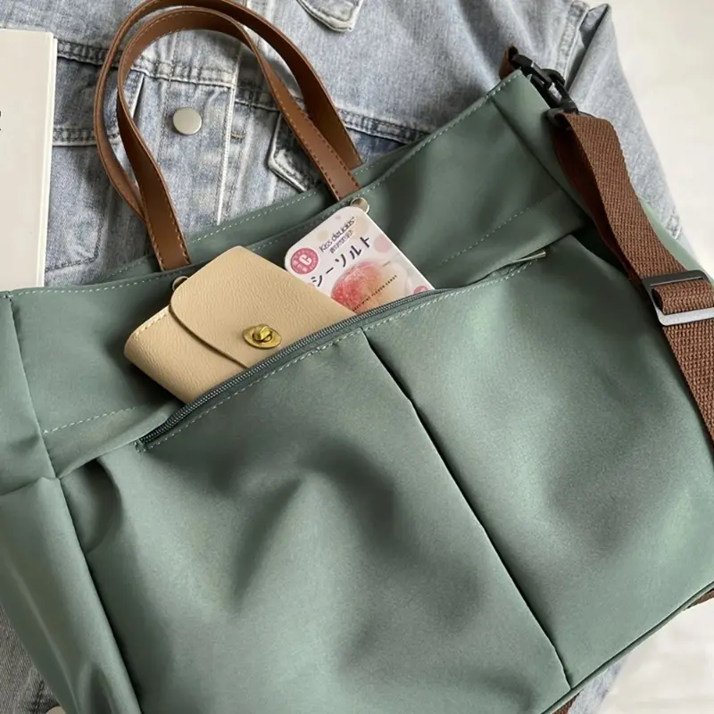 Stylish Nylon Handbag Multiple Pocket Large Capacity Women's Tote Bag Lightweight Casual Shoulder Bag Daily Commuter Shopping