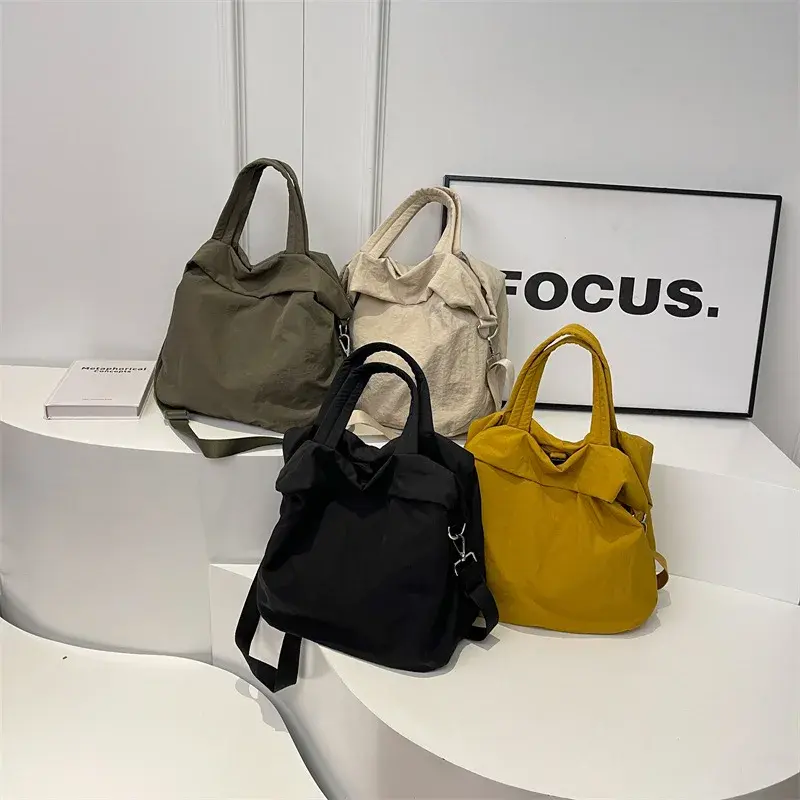 Solid Color Simple Fashionable Leisure All-Match Tote Bag with Large Capacity for School Work and Commute Designer Bags Handbags