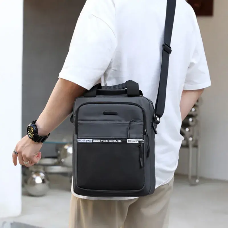 Men's Business Shoulder Bag Fashion Casual Solid Color Large Capacity High Quality Oxford Cloth Waterproof Multifunctional Bag