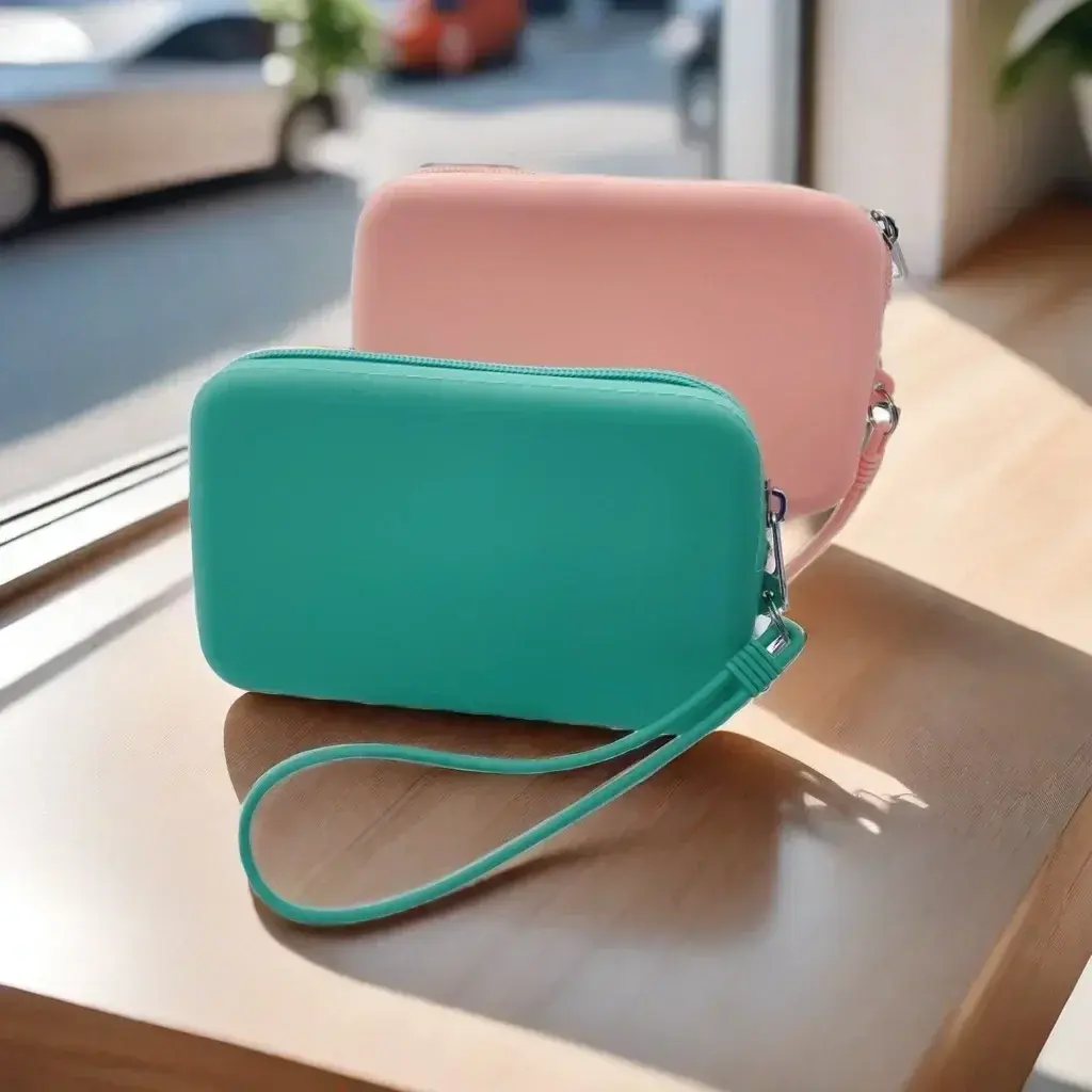 Solid Color Cosmetic Bag Portable Rectangle Silicone High Capacity Coin Purse Headphone Bag Small Item Bag Stationery Bags Women