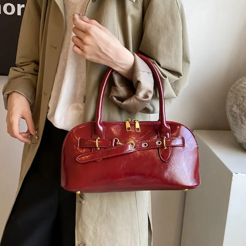 Retro PU Leather Solid Color Underarm Bags for Women 2025 Y2K Trend Ladies Shoulder Bag Females Handbags and Purses Tote Bag