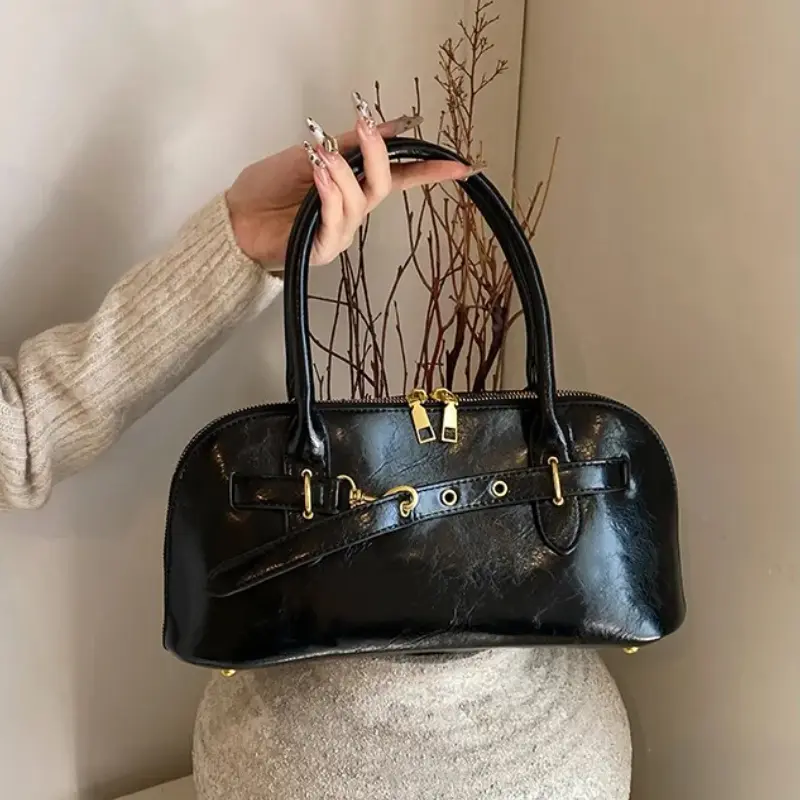 Retro PU Leather Solid Color Underarm Bags for Women 2025 Y2K Trend Ladies Shoulder Bag Females Handbags and Purses Tote Bag