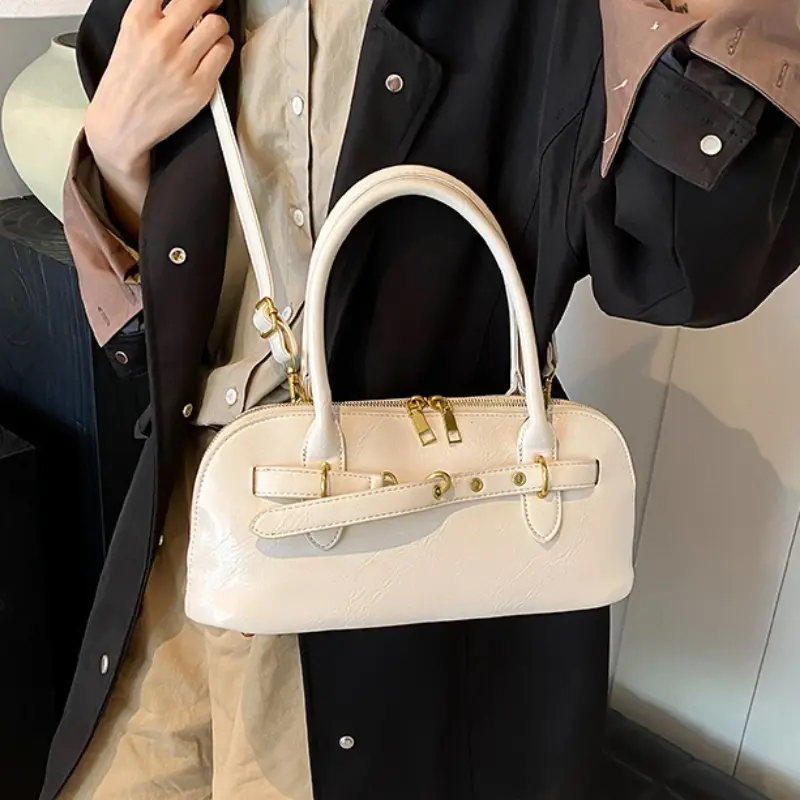 Retro PU Leather Solid Color Underarm Bags for Women 2025 Y2K Trend Ladies Shoulder Bag Females Handbags and Purses Tote Bag