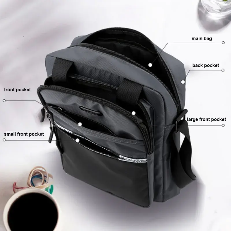 Men's Business Shoulder Bag Fashion Casual Solid Color Large Capacity High Quality Oxford Cloth Waterproof Multifunctional Bag