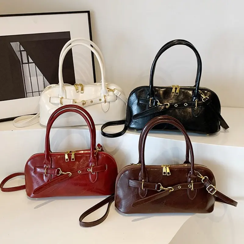 Retro PU Leather Solid Color Underarm Bags for Women 2025 Y2K Trend Ladies Shoulder Bag Females Handbags and Purses Tote Bag
