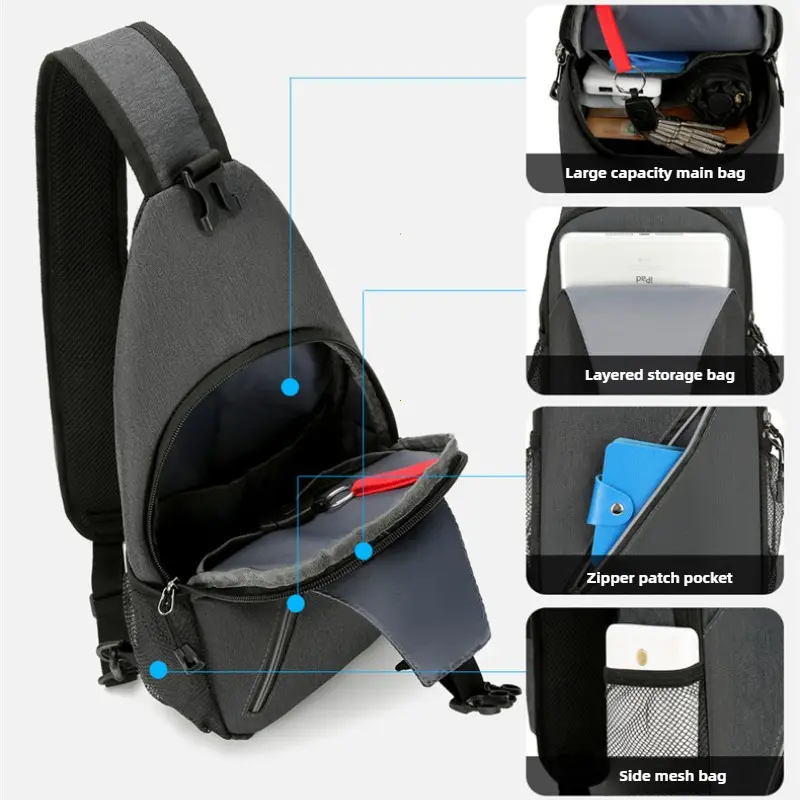 Casual Chest Bag Men's Mobile Phone Crossbody Bag Multifunctional Lightweight Outdoor Sports Shoulder Bag Messenger Bags for Men