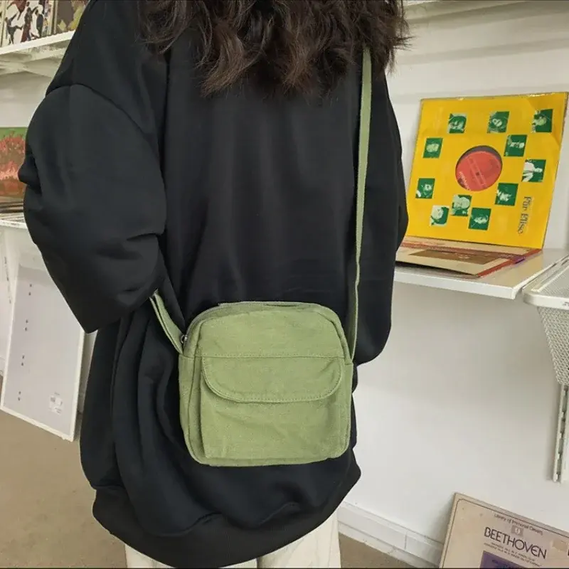 Fashion Small Canvas Crossbody Bags for Women 2025 Mini Shoulder Phone Purse Girl Student Cotton Cloth Mini Female Handbags Flap