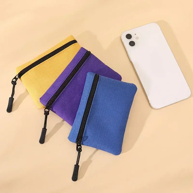 Canvas Mini Coin Purse Simple Zipper Kid Storage Pouch Money Pocket Solid Color Coin Key Bag Women Men Cute Wallet Mini Purse