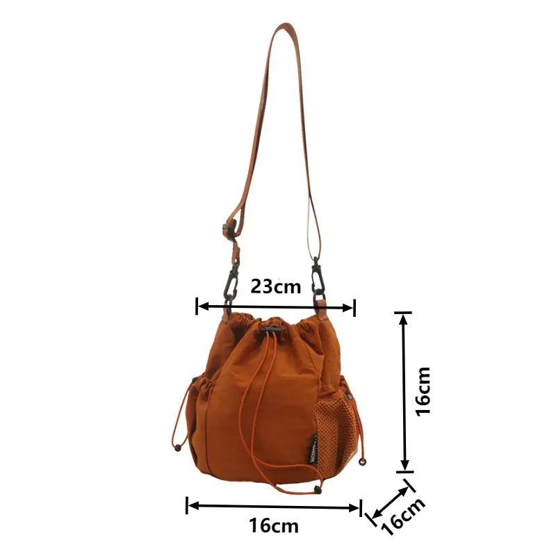 Lightweight Nylon Bucket Bag Women's Crossbody Bags Ins Drawstring Mobile Phone Bag Korean Single Shoulder Bag Casual Handbag