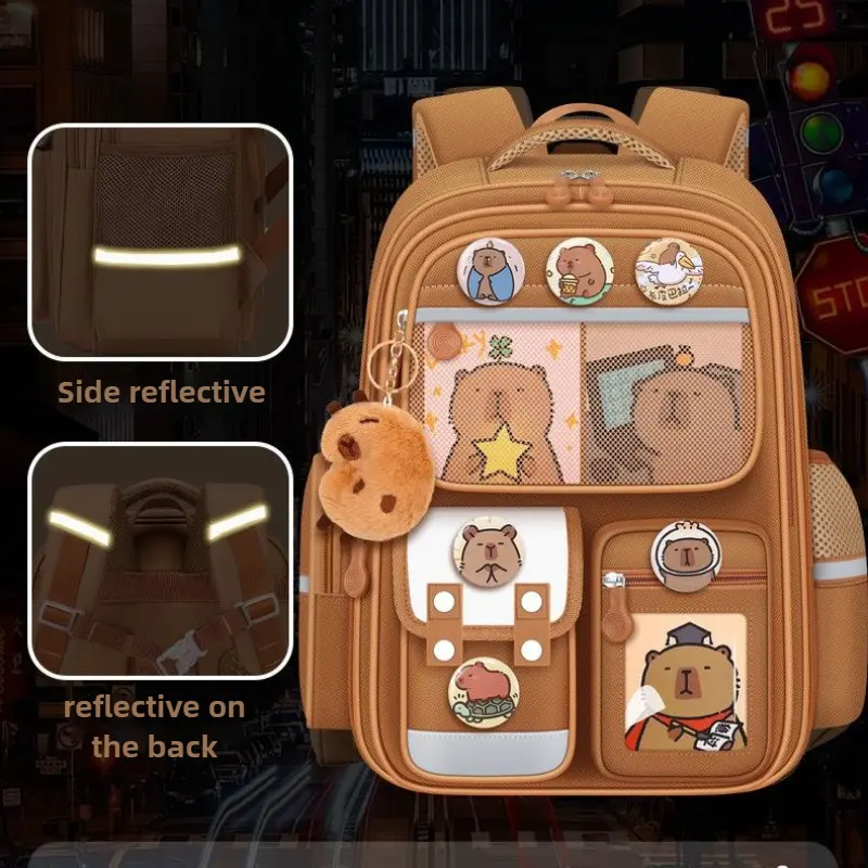 Capybara Children School Bags for Boys Kids Backpack Primary Schoolbag Orthopedic Backpack Waterproof Student Schoolbag Book Bag