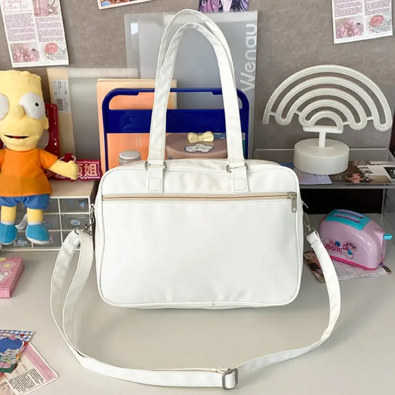 Japanese Harajuku Transparent Pu Itabag Fashion Girls Shoulder Bag Student Personality Crossbody Bag with Badge Cute Lolita Bags