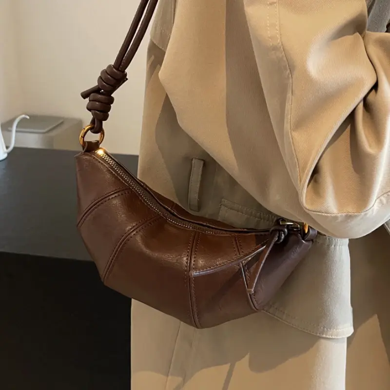 Personalized Croissant Shoulder Bag Vintage PU Leather Dumpling Crossbody Bag Designer Texture Versatile Lady Handbags And Purse