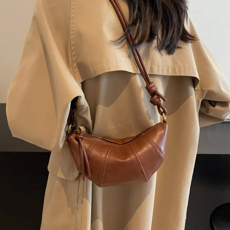 Personalized Croissant Shoulder Bag Vintage PU Leather Dumpling Crossbody Bag Designer Texture Versatile Lady Handbags And Purse