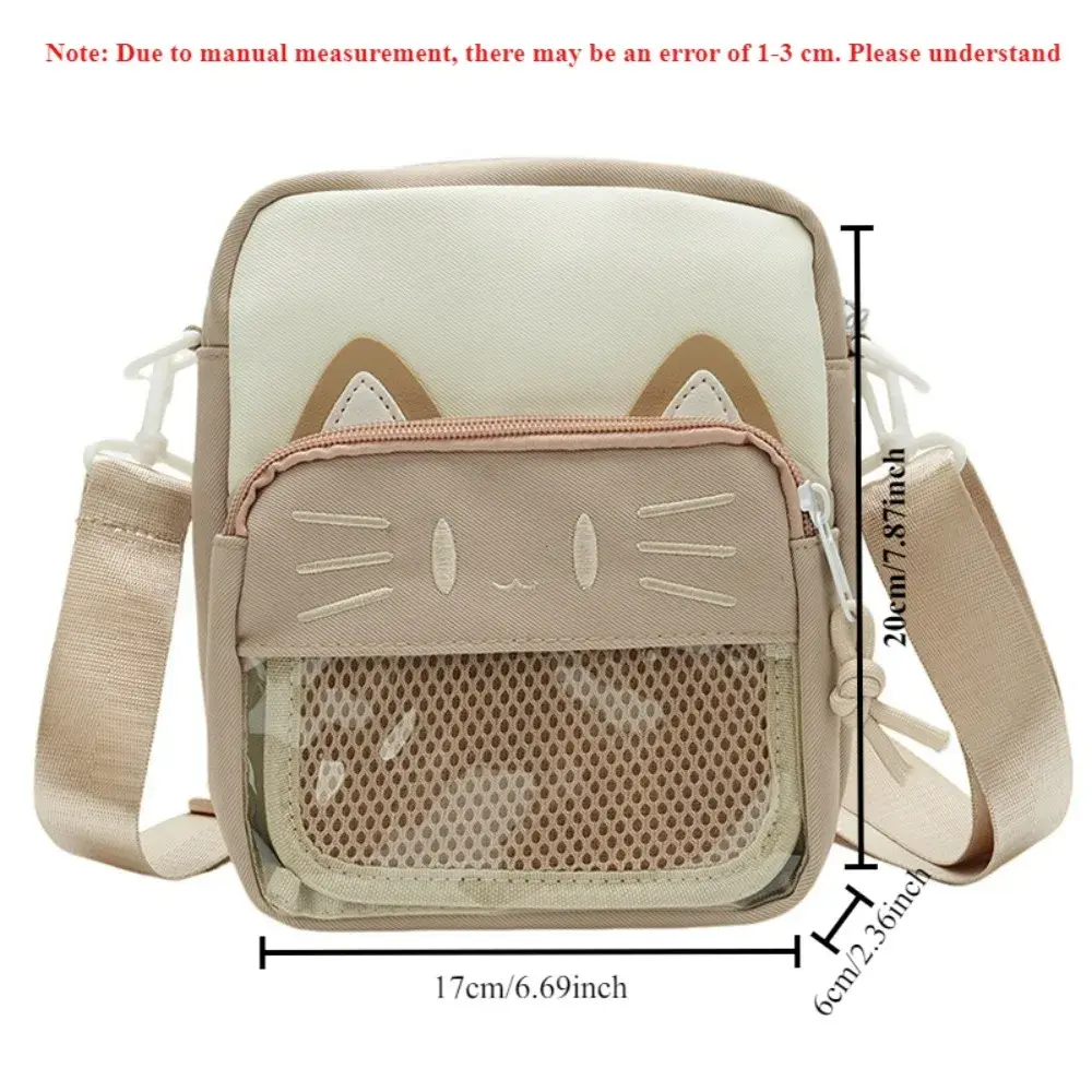 Trend Women Ita Bags Cute Cartoon Cat Embroidered Lady Commuter Bag DIY Badge Bag Casual Female Crossbody Bags Handbag and Purse