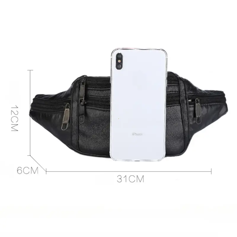 Leather Men Waist Chest Bag Thin Outdoor Sports Tactical Pauch Male Small Running Fanny Pack Crossbody Chest Money Belt Bags
