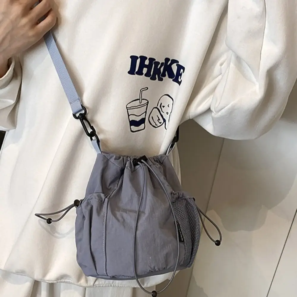 New Large Capacity Drawstring Bucket Bag Shoulder Bag Simple Women Tote Bag Cell Phone Purse Versatile Reusable Crossbody Bags