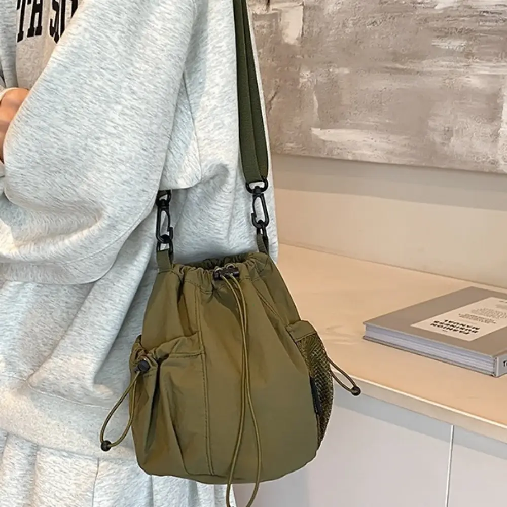 New Large Capacity Drawstring Bucket Bag Shoulder Bag Simple Women Tote Bag Cell Phone Purse Versatile Reusable Crossbody Bags