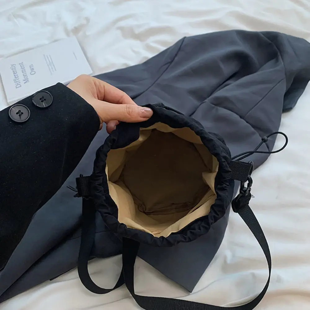 New Large Capacity Drawstring Bucket Bag Shoulder Bag Simple Women Tote Bag Cell Phone Purse Versatile Reusable Crossbody Bags
