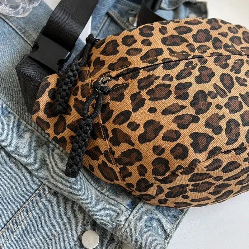 Large Size Leopard Prints Chest Bags For Women Canvas Large Capacity Shoulder Crossbody Bag 2025 Summer Latest Waist Fanny Pack