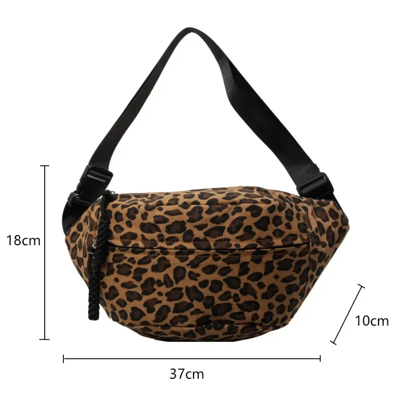 Large Size Leopard Prints Chest Bags For Women Canvas Large Capacity Shoulder Crossbody Bag 2025 Summer Latest Waist Fanny Pack