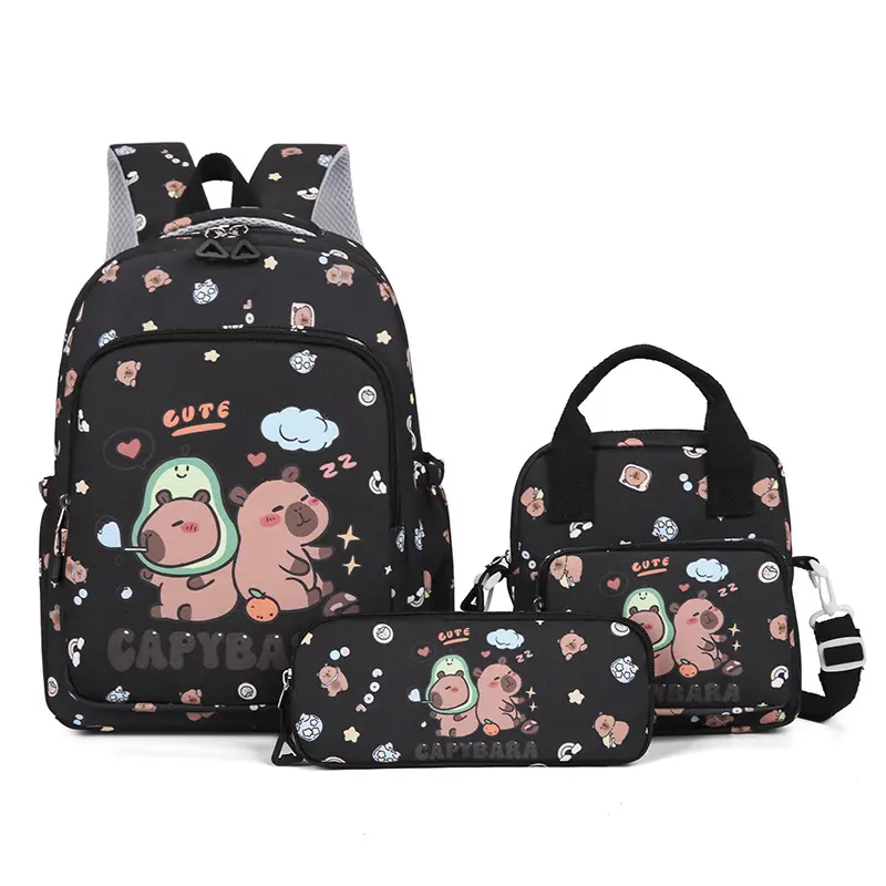 Capybara School Bags for Girls Primary Schoolbag Cartoon School Backpack Set Rucksack Bagpack Kids Cute Children Book Bags