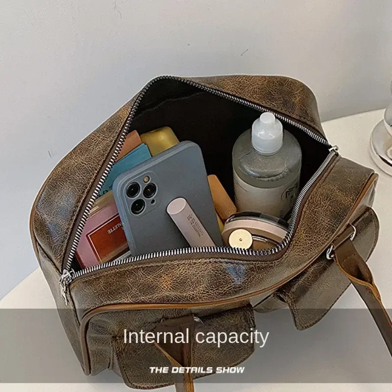 Retro Small Double Pockets Shoulder Bags for Women 2025 New Fashion Trend Designer Underarm Bag Female Handbags and Purses