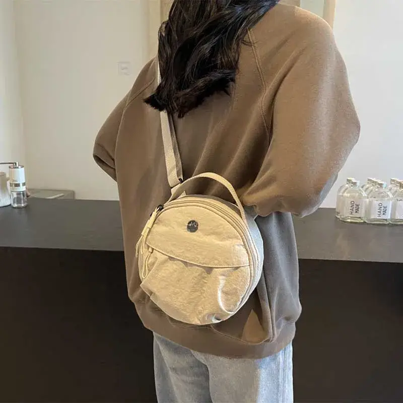 Cute Korean Style Nylon Shoulder Bag Mobile Phone Storage Purse Small Round Bag Handbags Wallet Bags Mini Crossbody Bag Girls