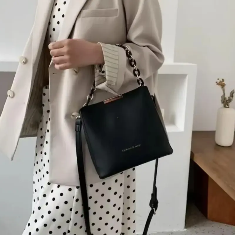 Women's Leather Fashion Senior Small Fresh Chain Bucket Bag Shoulder Crossbody Handbag Tote Bags for Women Bolsos Para Mujer
