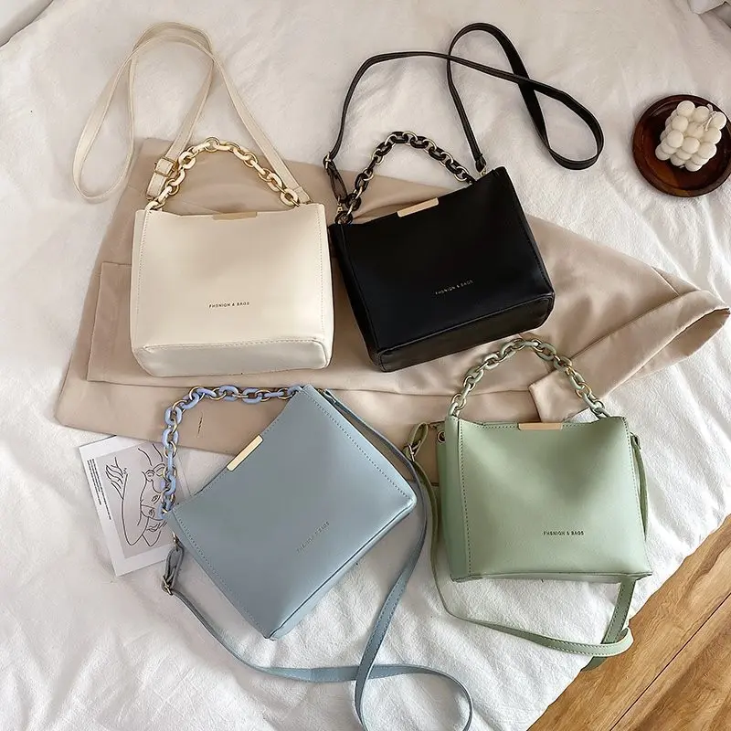 Women's Leather Fashion Senior Small Fresh Chain Bucket Bag Shoulder Crossbody Handbag Tote Bags for Women Bolsos Para Mujer