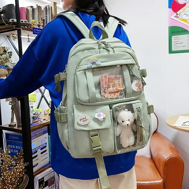 Kawaii Aesthetic Women Backpack School Bag for Teen Girls Japanese Korean Rucksack Student Bookbags Cute School Backpack Mochila