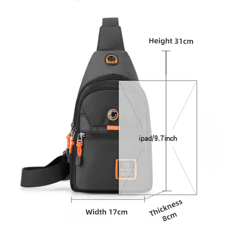 Men Chest Bags Outdoor Leisure Waterproof Shoulder Crossbody Bag Large Space Travel Chest Bag Men Practical Durable Sling Bag