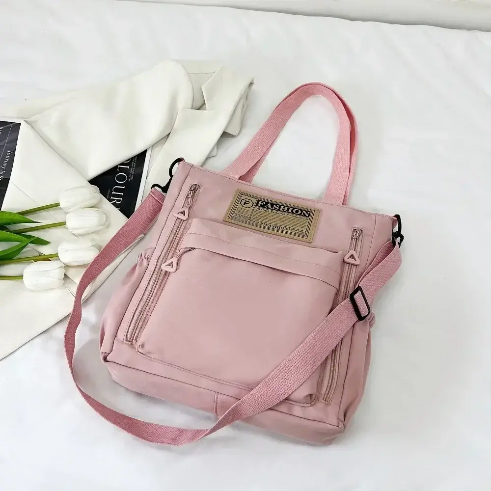 Newest Female Teens Students' Shoulder Bag Korean Style Contrast Color Handbag Stylish Nylon Korean Crossbody Shopping Bags 2025