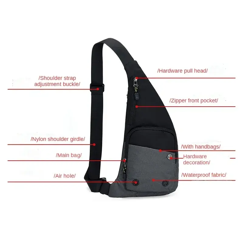 Men‘s New Trendy Casual Shoulder Bag Leisure Travel Sports Outdoor Pack Messenger Crossbody Sling Chest Bag Pack for Male Female