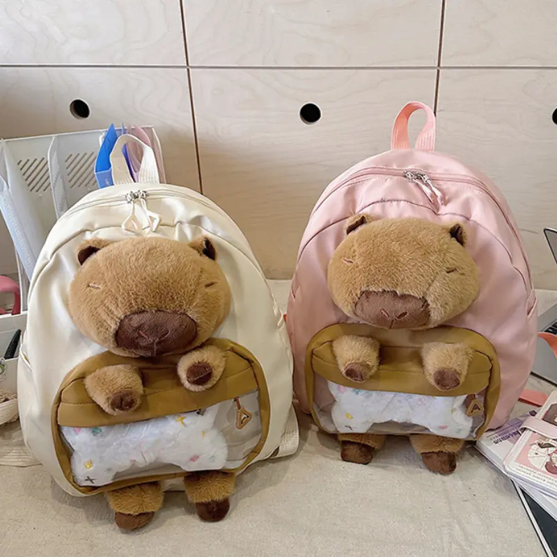 Kawai Capybara Backpack Female Large-capacity Cartoon Funny Backpack Soft Girl Cartoon Animation Student Backpack Light Love Bag