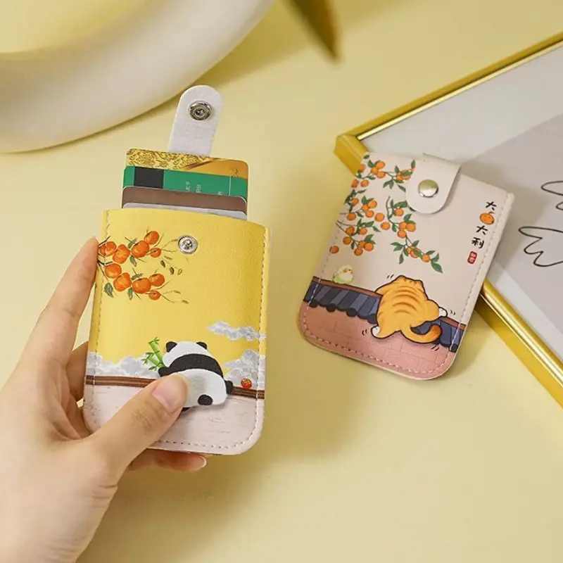 Laminated Concealed Mini Card Wallet RFID Blocking 4 Cards Pockets ID Card Holder Pull-out Type PU Leather Business Card Case