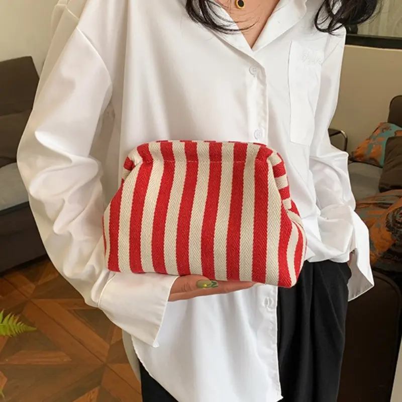 Summer Woven Crochet Purses for Women Beach Clutch Handbags 2025 Dumpling Hobo Casual Colorblock Bag Ladies Ruched Cloud Purse
