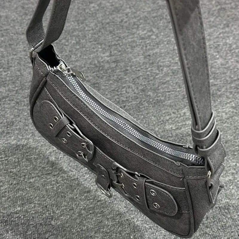 Sweet Cool Denim Grey Shoulder Bag Women Y2k Grunge Hot Girls Casual Handbag Lady Vintage Versatile Underarm Bag Autumn bolsas