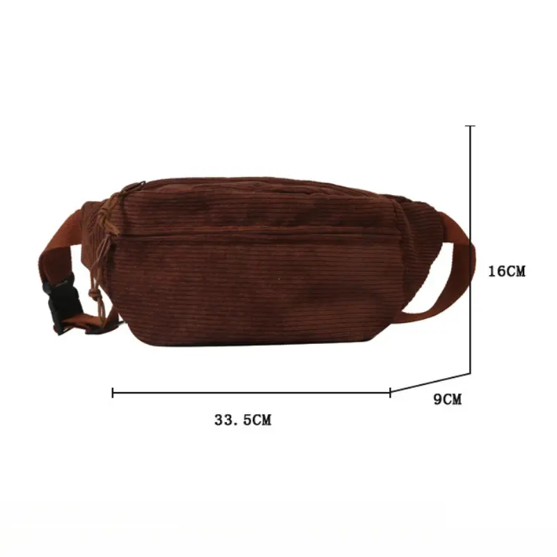 Corduroy Women Waist Bag Canvas Student Shoulder Crossbody Chest Bag 2025 Fanny Pack Fashion Phone Banana Female Bum Belt Bags