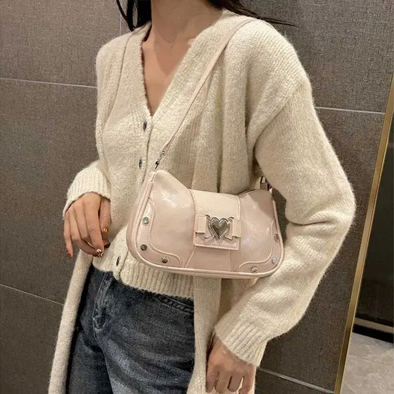 Fashion Women Shoulder Bag Y2K Armpit Bag Luxury Design Bolsos Pleated Underarm Bag Solid Color Messenger Bags Hobos Handbags